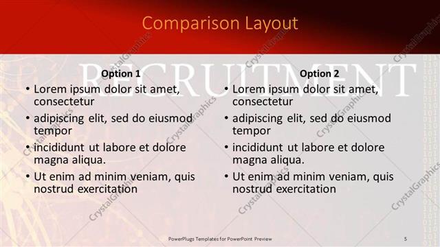 Comparison presentation slide layout