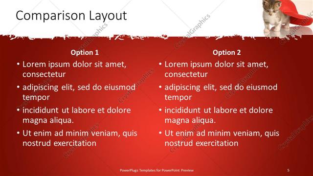 Comparison presentation slide layout