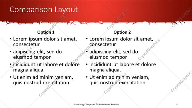 Comparison presentation slide layout