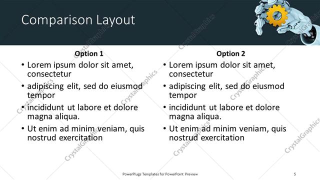 Comparison presentation slide layout