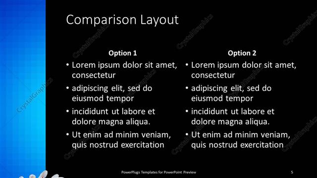 Comparison presentation slide layout