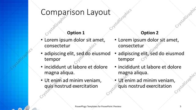 Comparison presentation slide layout