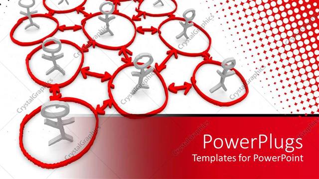  Presentation with network - White sick figures in red circles connected by arrows