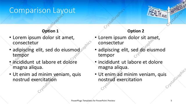 Comparison presentation slide layout