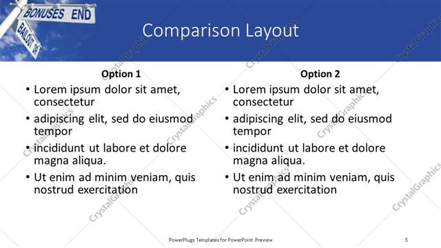 Comparison presentation slide layout