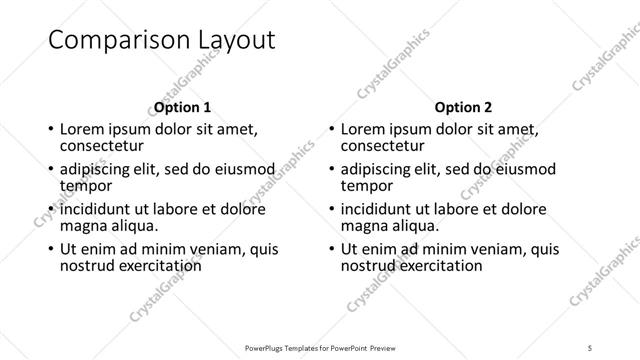 Comparison presentation slide layout