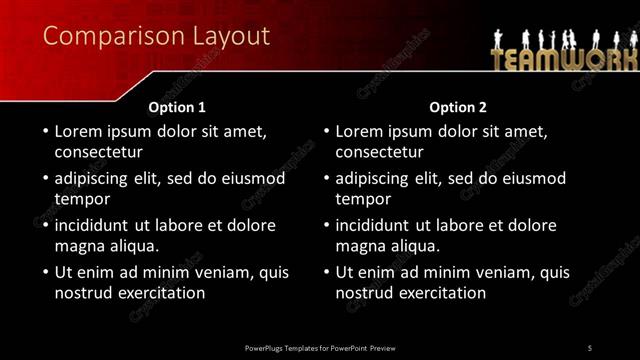 Comparison presentation slide layout
