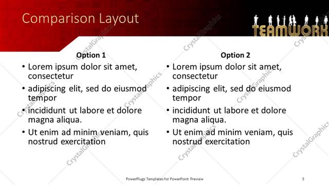 Comparison presentation slide layout