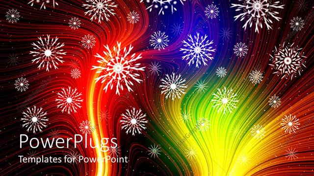  Presentation with fiber optic - White snowflakes on multicolored fiber optic background