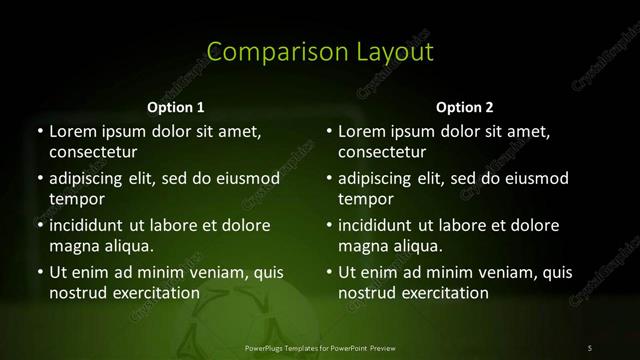 Comparison presentation slide layout