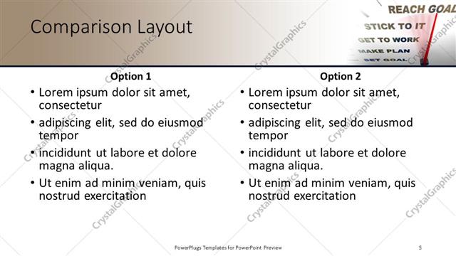Comparison presentation slide layout