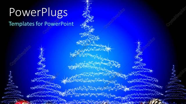  Presentation with stars - White stars arranged in Christmas tree shapes with blue background