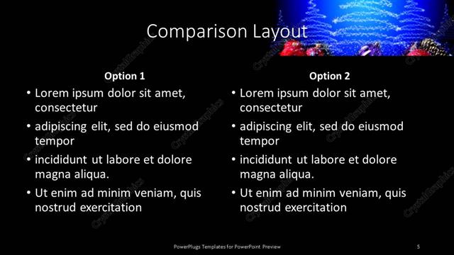 Comparison presentation slide layout