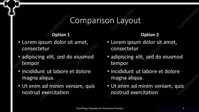 Comparison presentation slide layout