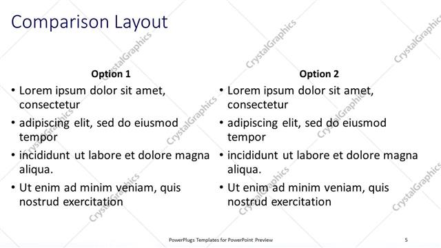 Comparison presentation slide layout
