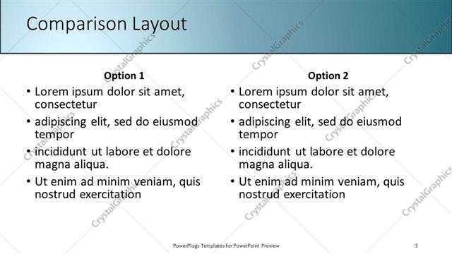 Comparison presentation slide layout