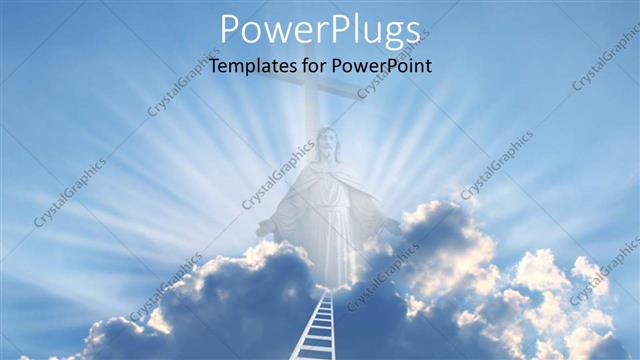  Presentation with heaven - White tall ladder reaching heaven with an image of Jesus Christ