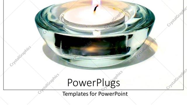  Presentation with peace - White tea light candle in glass holder on plain white background