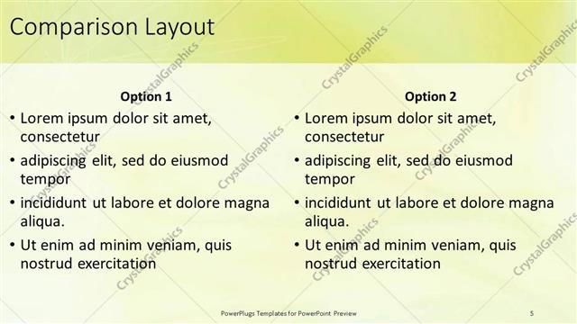 Comparison presentation slide layout