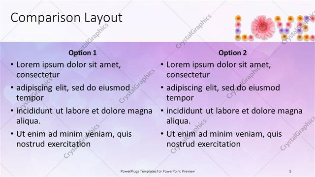 Comparison presentation slide layout