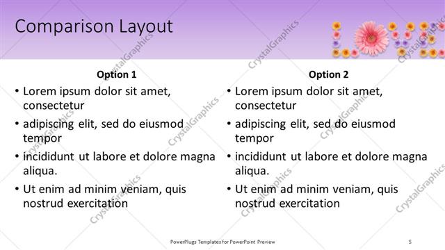Comparison presentation slide layout