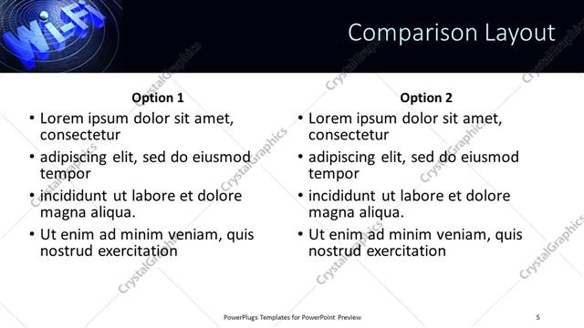 Comparison presentation slide layout