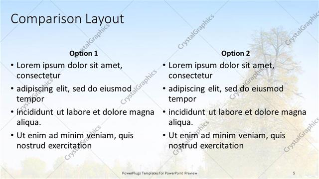 Comparison presentation slide layout