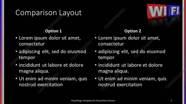 Comparison presentation slide layout