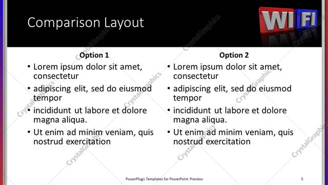 Comparison presentation slide layout