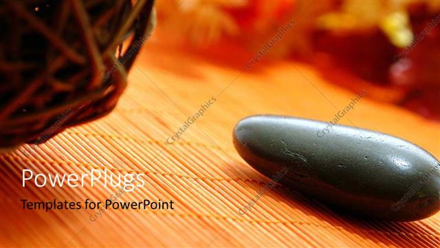  Presentation with decor - Willow ball and spa stone sitting on bamboo mat