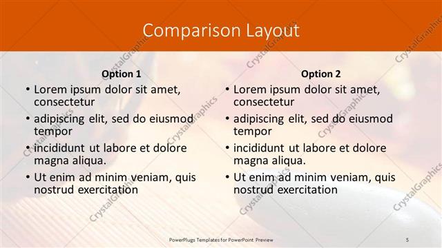 Comparison presentation slide layout