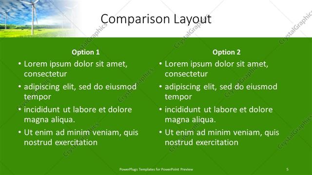 Comparison presentation slide layout