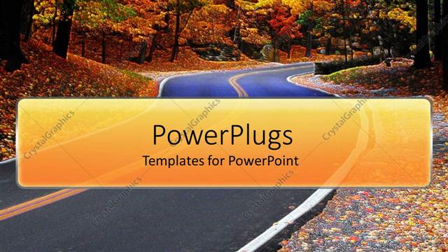  Presentation with autumn - Winding road in Letch worth State Park between trees in autumn