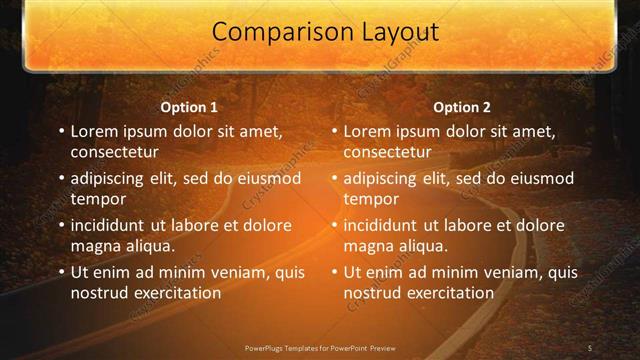 Comparison presentation slide layout