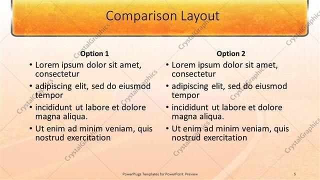 Comparison presentation slide layout