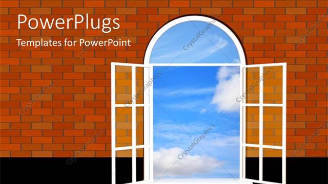  Presentation with wall - A window with a lot of clouds and a wall