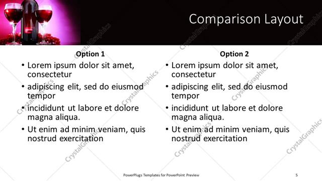 Comparison presentation slide layout