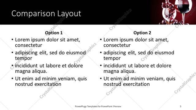Comparison presentation slide layout
