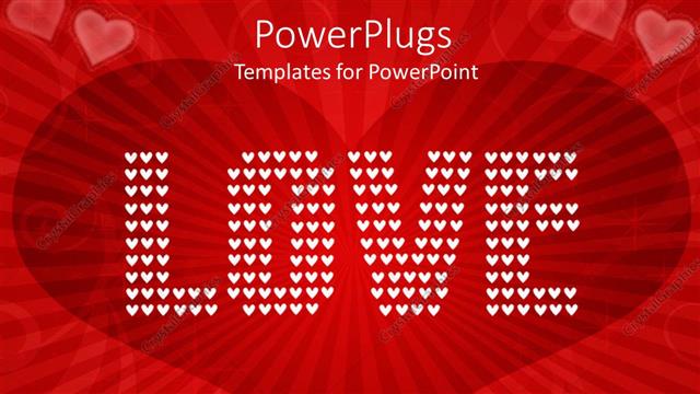  Presentation with wine - Wine love shape in background with text LOVE written with white dots