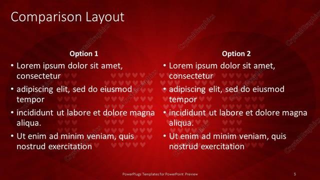 Comparison presentation slide layout