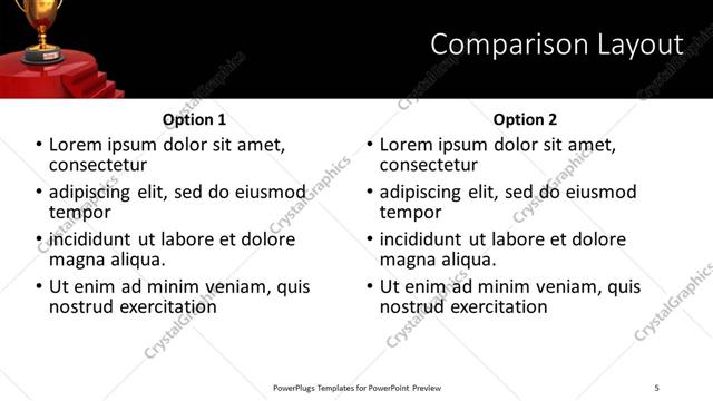Comparison presentation slide layout