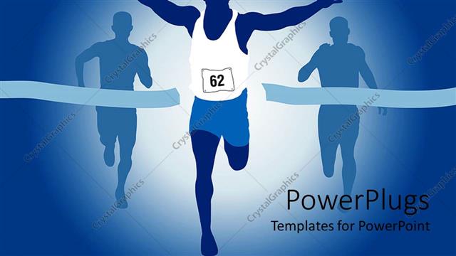 Presentation with winning - Winning runner crossing race finish line