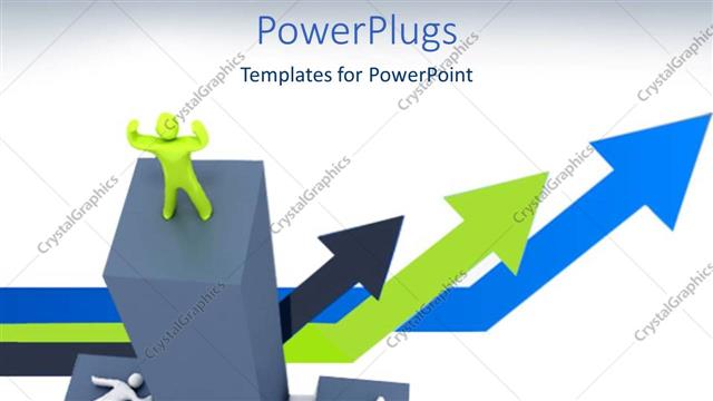  Presentation with winning - Winning success metaphor with man celebrating and arrows
