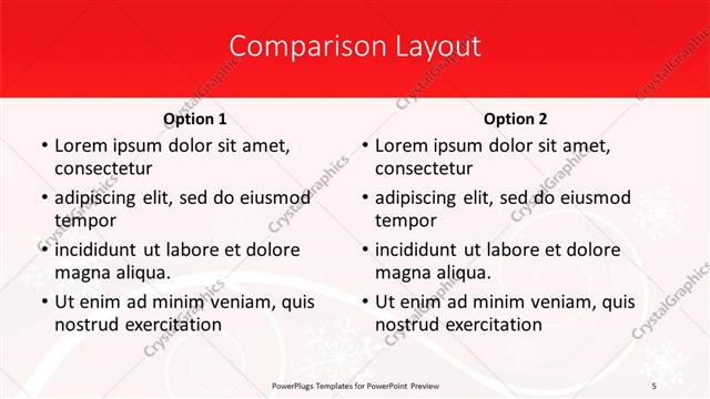 Comparison presentation slide layout