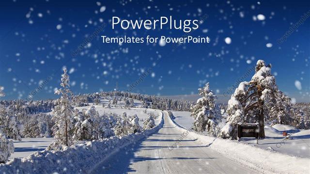  Presentation with trees - Winter snow covered road and trees road snow plowed