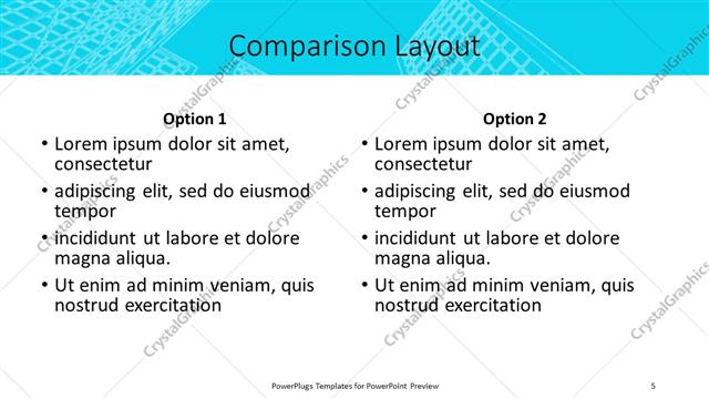 Comparison presentation slide layout