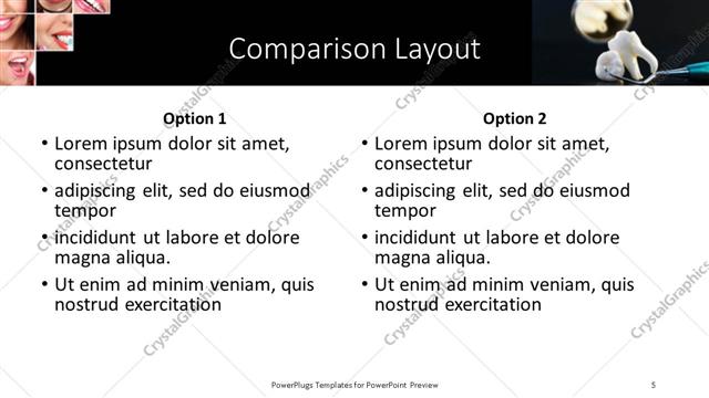 Comparison presentation slide layout