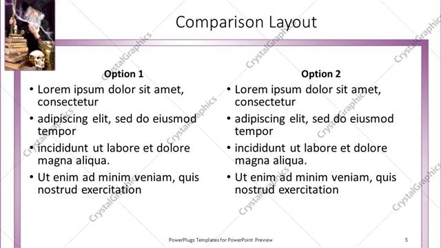 Comparison presentation slide layout