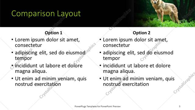 Comparison presentation slide layout