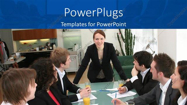  Presentation with woman business - Woman in black power suit leads business meeting